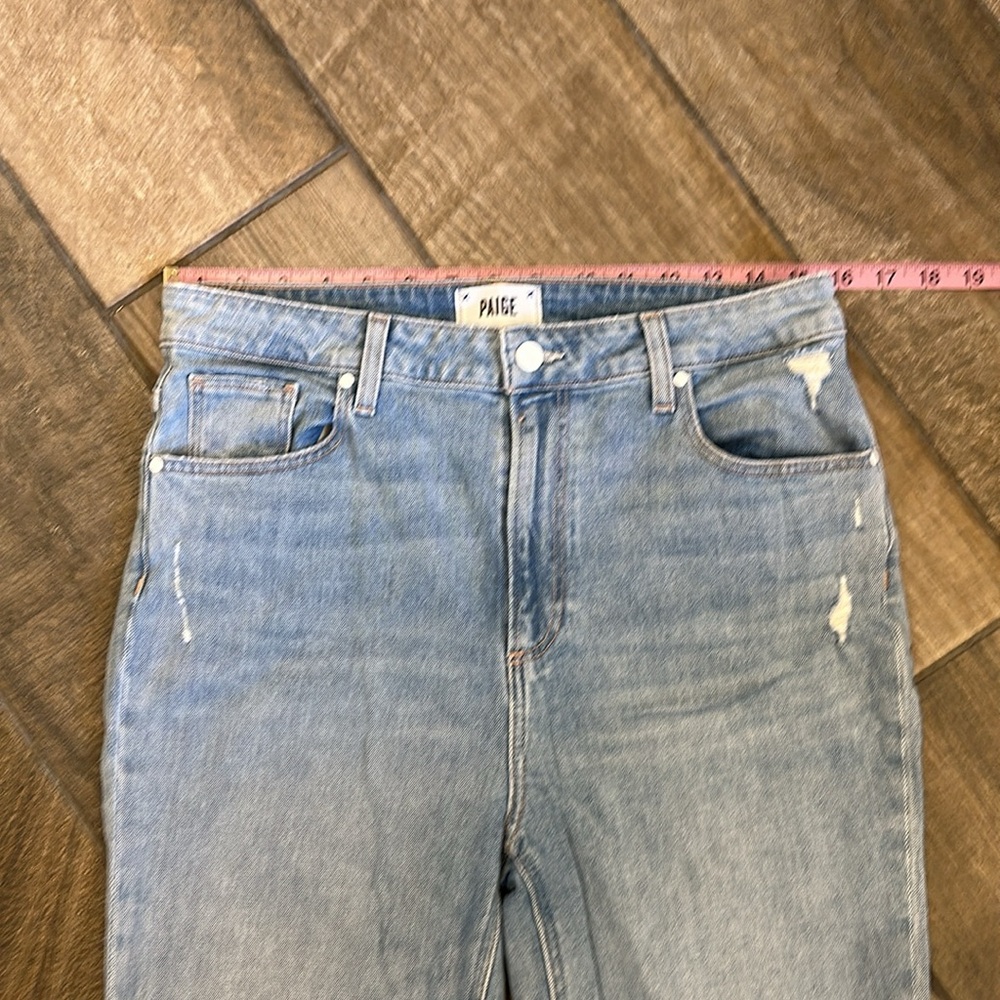 Paige Sarah Slim High Rise Mako Distressed Jeans Size 31 Light Wash - Picture 9 of 14